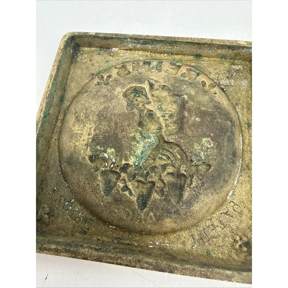 Antique Souvenir Brass Ash Tray Reims France